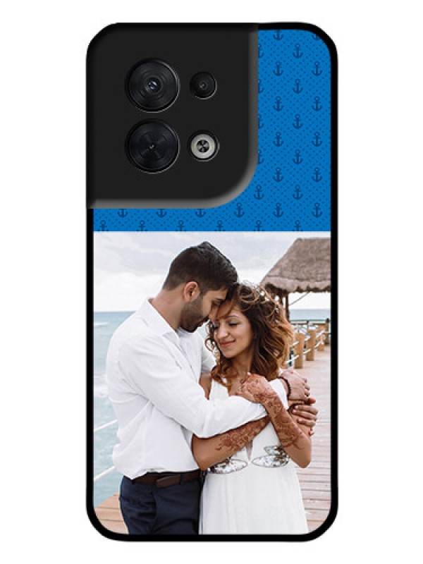 Custom Oppo Reno 8 5G Photo Printing on Glass Case - Blue Anchors Design