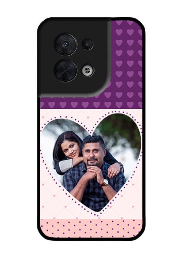 Oppo Reno 8 5G Custom Glass Phone Case - Violet Love Dots Design