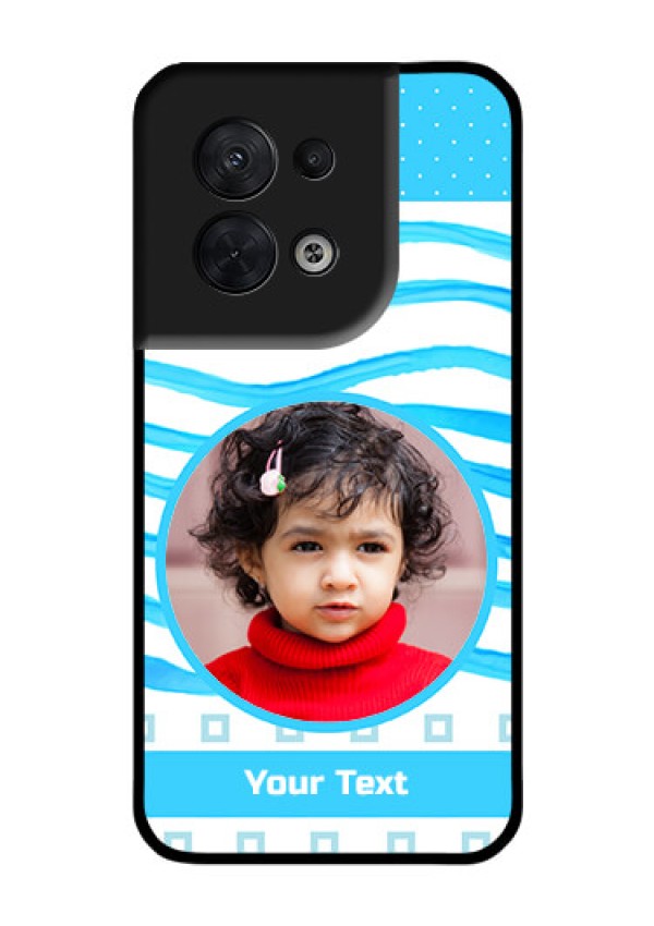 Oppo Reno 8 5G Custom Glass Phone Case - Simple Blue Case Design
