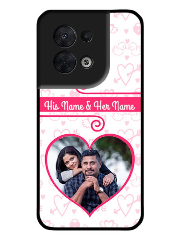 Custom Oppo Reno 8 5G Personalized Glass Phone Case - Heart Shape Love Design
