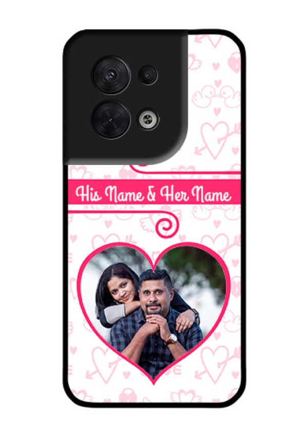 Oppo Reno 8 5G Personalized Glass Phone Case - Heart Shape Love Design