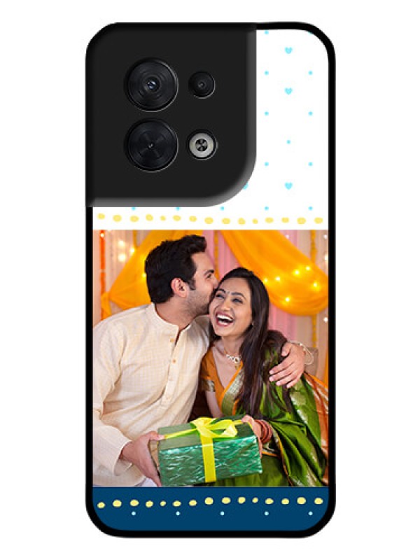 Custom Oppo Reno 8 5G Personalized Glass Phone Case - White and Blue Abstract Design