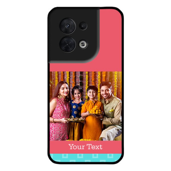 Oppo Reno 8 5G Personalized Glass Phone Case - Peach & Blue Color Design Oppo Reno 8 5G Personalized Glass Phone Case - Peach & Blue Color Design