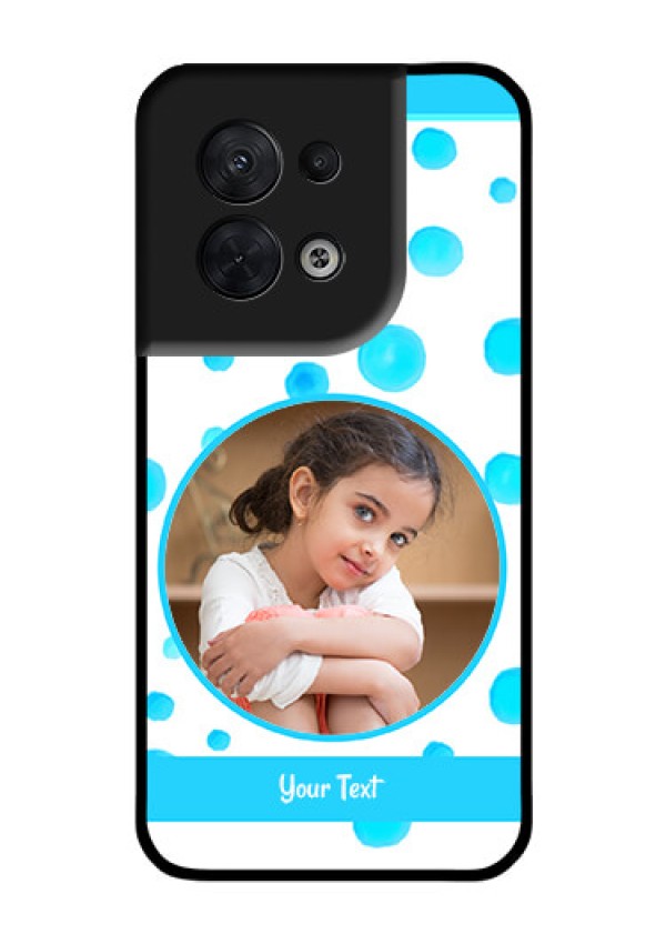 Oppo Reno 8 5G Photo Printing on Glass Case - Blue Bubbles Pattern Design