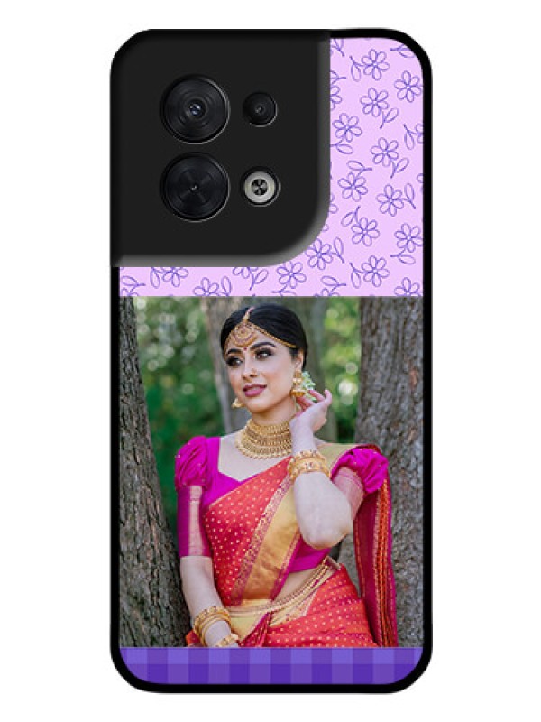 Custom Oppo Reno 8 5G Custom Glass Phone Case - Purple Floral Design