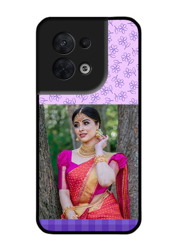 Oppo Reno 8 5G Custom Glass Phone Case - Purple Floral Design