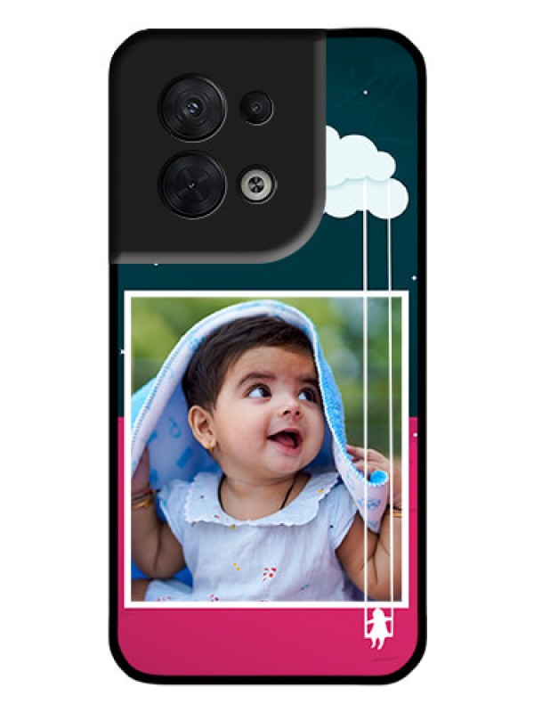 Custom Oppo Reno 8 5G Custom Glass Phone Case - Cute Girl with Cloud Design