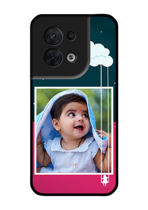 Oppo Reno 8 5G Custom Glass Phone Case - Cute Girl with Cloud Design