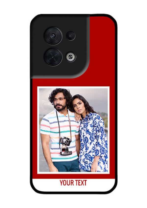 Oppo Reno 8 5G Personalized Glass Phone Case - Simple Red Color Design