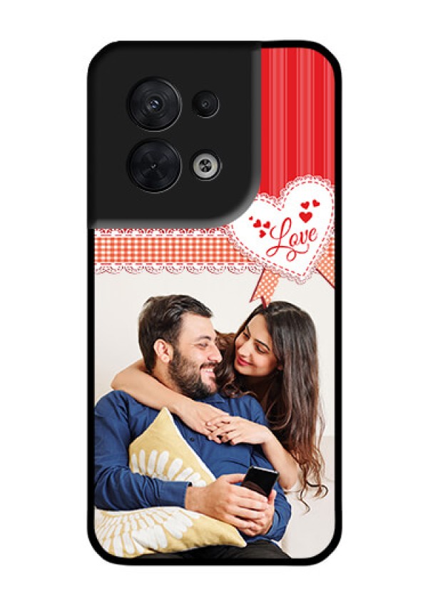 Oppo Reno 8 5G Custom Glass Mobile Case - Red Love Pattern Design