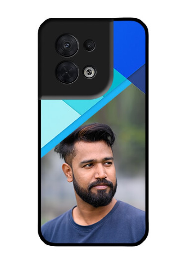 Oppo Reno 8 5G Custom Glass Phone Case - Blue Pattern Design
