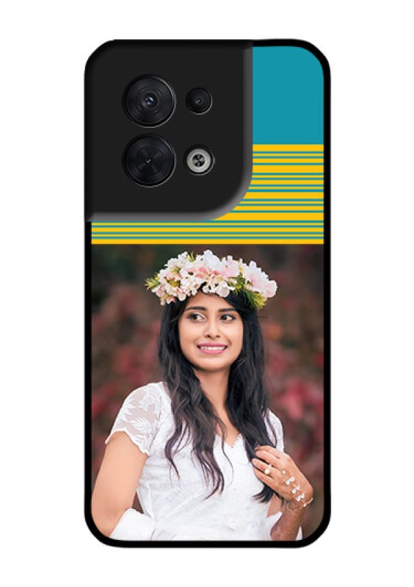 Oppo Reno 8 5G Custom Glass Phone Case - Yellow & Blue Design