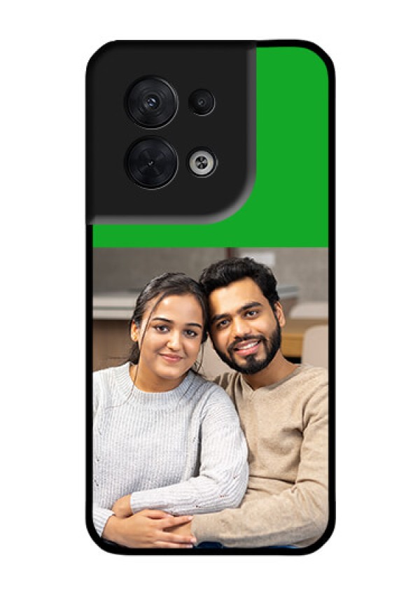 Oppo Reno 8 5G Personalized Glass Phone Case - Green Pattern Design