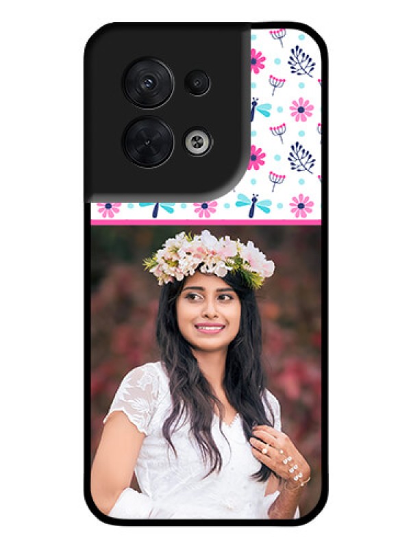 Custom Oppo Reno 8 5G Photo Printing on Glass Case - Colorful Flower Design