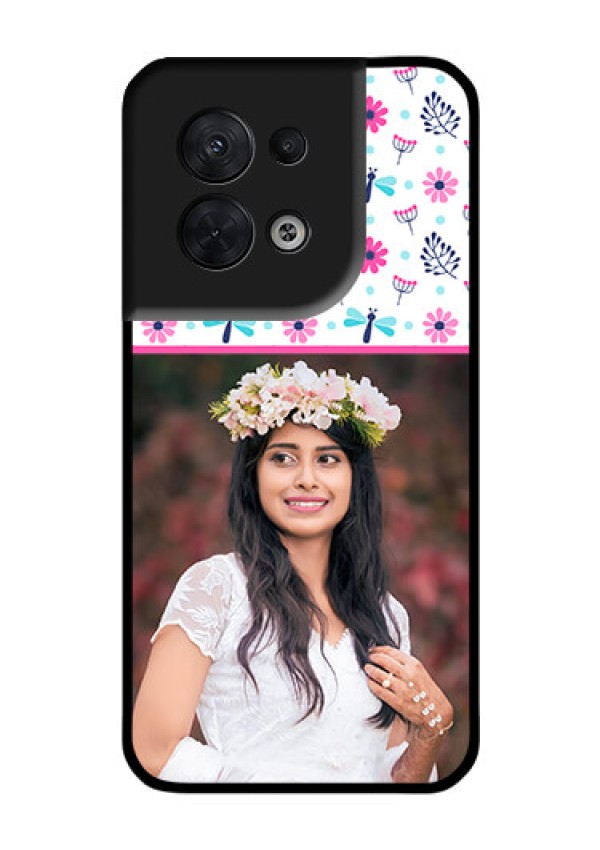 Oppo Reno 8 5G Photo Printing on Glass Case - Colorful Flower Design