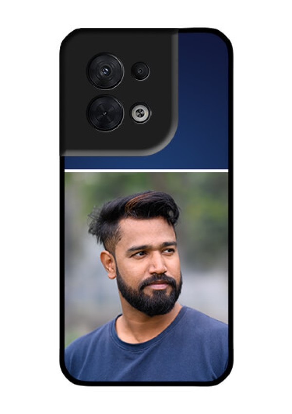 Oppo Reno 8 5G Personalized Glass Phone Case - Simple Royal Blue Design