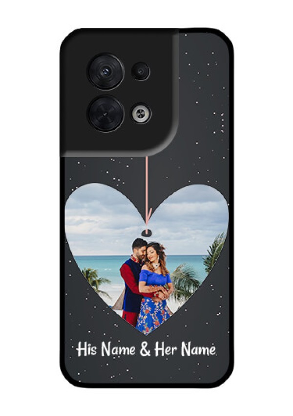 Oppo Reno 8 5G Custom Glass Phone Case - Hanging Heart Design