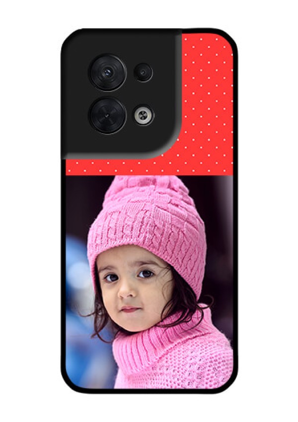 Oppo Reno 8 5G Photo Printing on Glass Case - Red Pattern Design