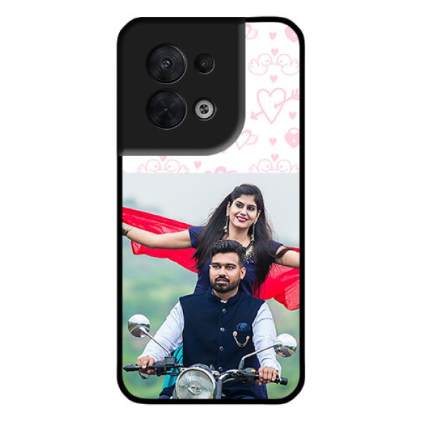 Oppo Reno 8 5G Custom Glass Mobile Case - Pink Flying Heart Design