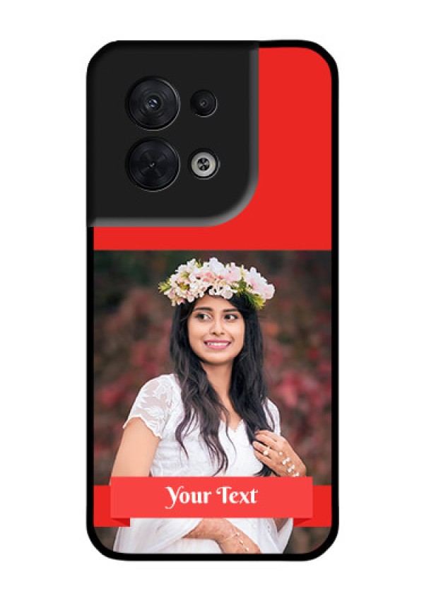 Oppo Reno 8 5G Custom Glass Phone Case - Simple Red Color Design