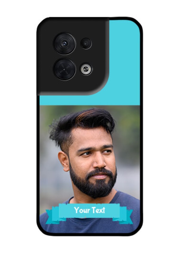 Oppo Reno 8 5G Personalized Glass Phone Case - Simple Blue Color Design