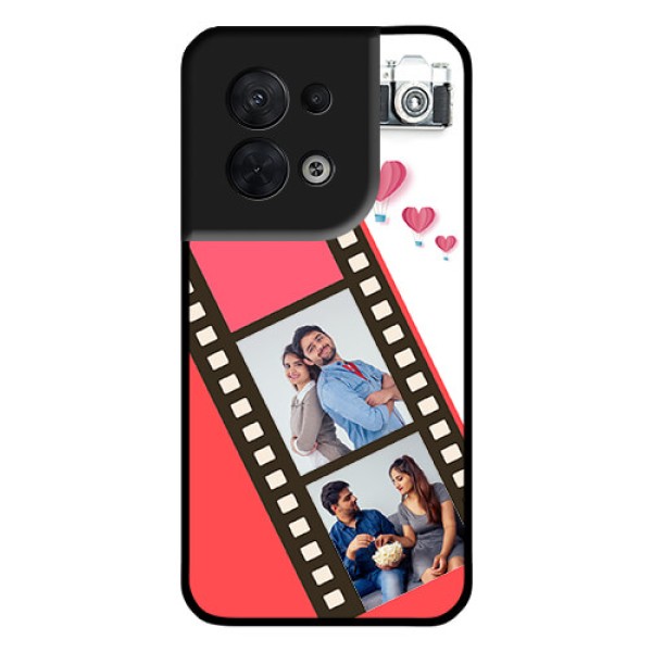 Oppo Reno 8 5G Personalized Glass Phone Case - 3 Image Holder with Film Reel