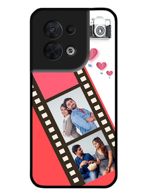 Custom Oppo Reno 8 5G Personalized Glass Phone Case - 3 Image Holder with Film Reel