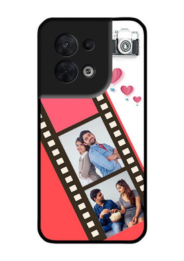 Oppo Reno 8 5G Personalized Glass Phone Case - 3 Image Holder with Film Reel