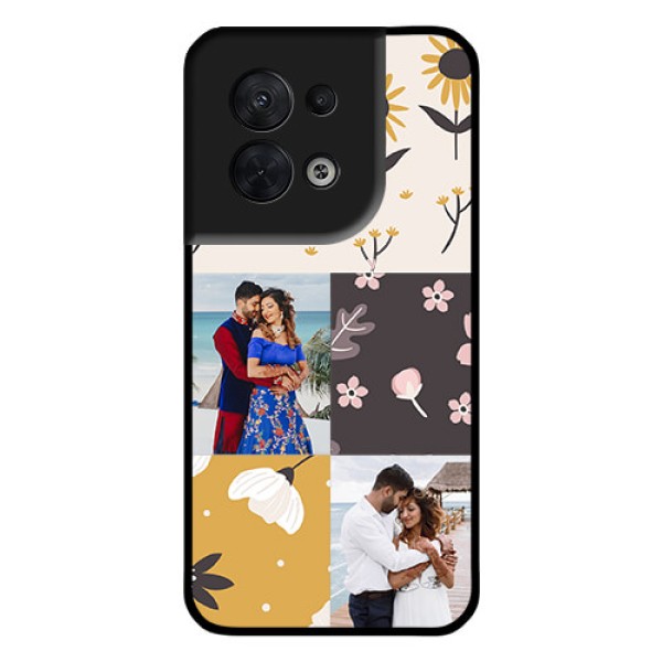 Oppo Reno 8 5G Photo Printing on Glass Case - 3 Images with Floral Design Oppo Reno 8 5G Photo Printing on Glass Case - 3 Images with Floral Design