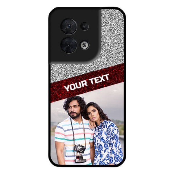 Oppo Reno 8 5G Personalized Glass Phone Case - Image Holder with Glitter Strip Design Oppo Reno 8 5G Personalized Glass Phone Case - Image Holder with Glitter Strip Design