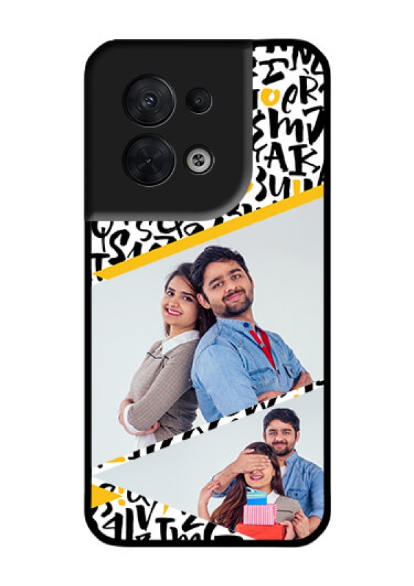 Oppo Reno 8 5G Custom Glass Mobile Case - Letters Pattern Design
