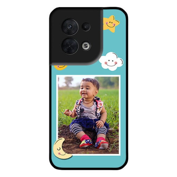 Oppo Reno 8 5G Personalized Glass Phone Case - Smiley Kids Stars Design