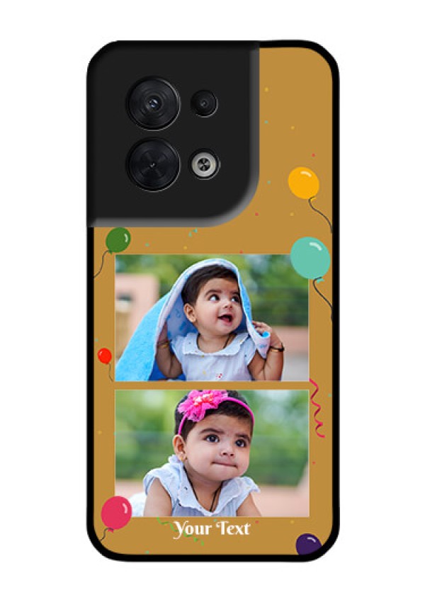 Oppo Reno 8 5G Personalized Glass Phone Case - Image Holder with Birthday Celebrations Design