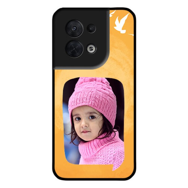 Oppo Reno 8 5G Personalized Glass Phone Case - Water Color Design with Bird Icons Oppo Reno 8 5G Personalized Glass Phone Case - Water Color Design with Bird Icons