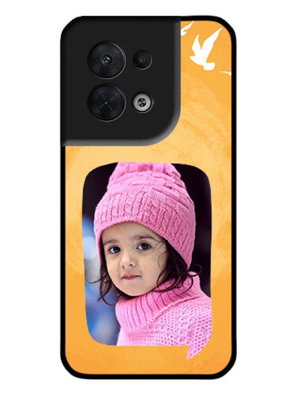 Custom Oppo Reno 8 5G Personalized Glass Phone Case - Water Color Design with Bird Icons