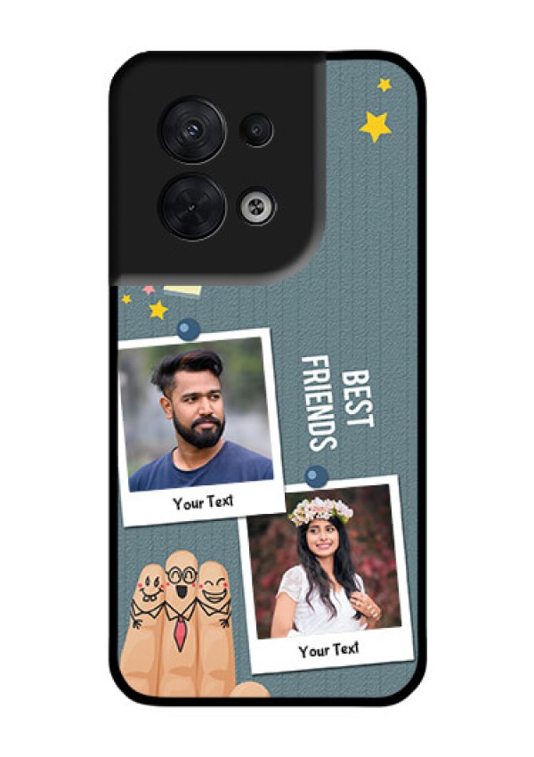 Oppo Reno 8 5G Personalized Glass Phone Case - Sticky Frames and Friendship Design