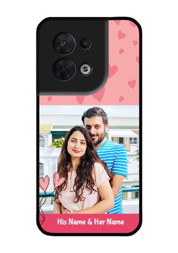 Oppo Reno 8 5G Personalized Glass Phone Case - Love Design Peach Color