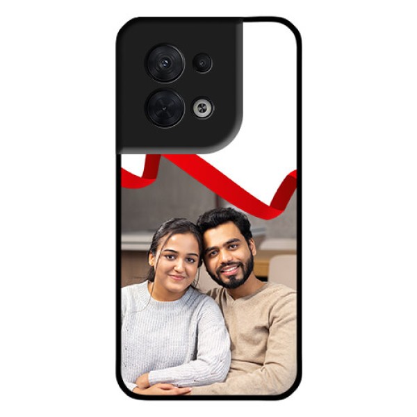 Oppo Reno 8 5G Photo Printing on Glass Case - Red Ribbon Frame Design