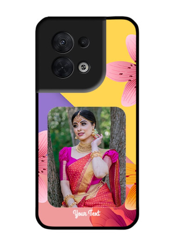 Oppo Reno 8 5G Custom Glass Mobile Case - 3 Image With Vintage Floral Design