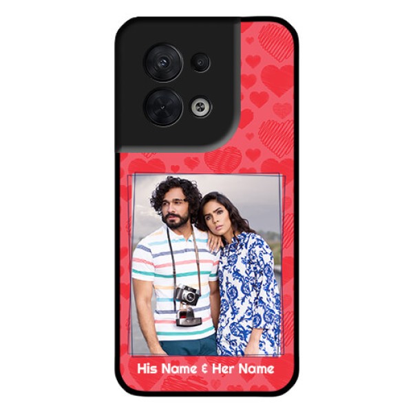 Oppo Reno 8 5G Photo Printing on Glass Case - with Red Heart Symbols Design Oppo Reno 8 5G Photo Printing on Glass Case - with Red Heart Symbols Design