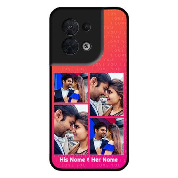 Oppo Reno 8 5G Custom Glass Phone Case - I Love You Pink Design