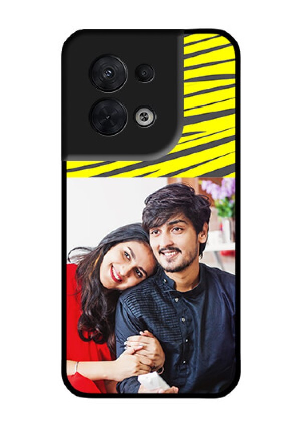 Oppo Reno 8 5G Photo Printing on Glass Case - Yellow Abstract Design