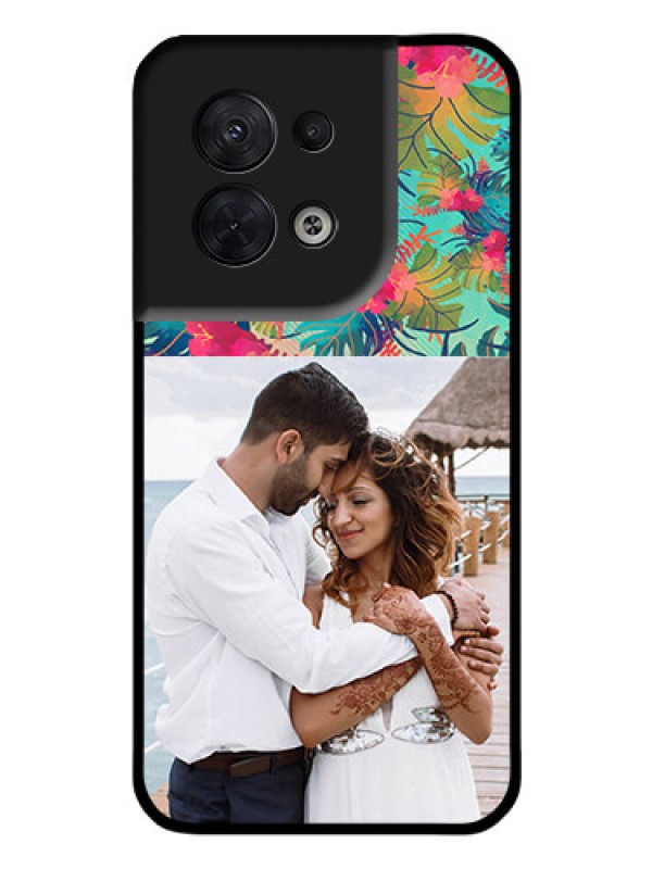 Custom Oppo Reno 8 5G Photo Printing on Glass Case - Watercolor Floral Design