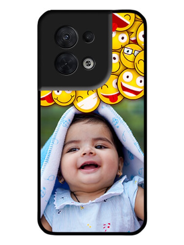 Custom Oppo Reno 8 5G Custom Glass Mobile Case - with Smiley Emoji Design