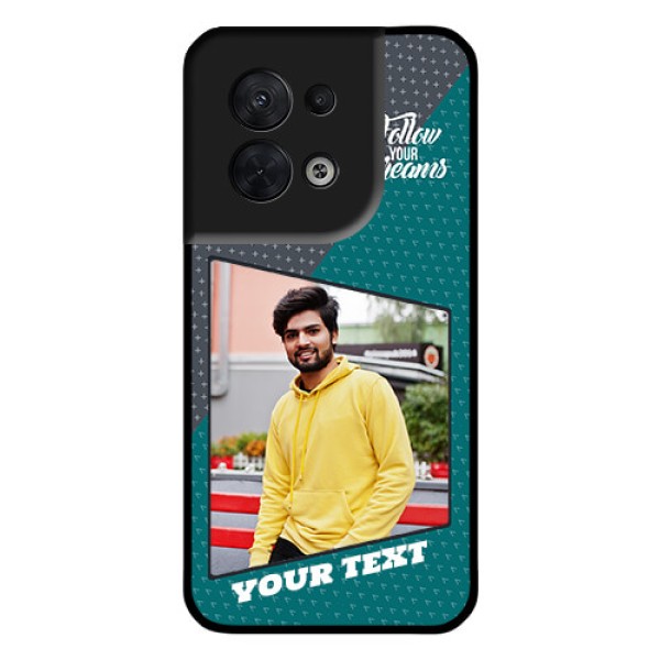 Oppo Reno 8 5G Personalized Glass Phone Case - Background Pattern Design with Quote