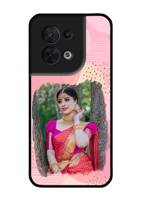 Oppo Reno 8 5G Personalized Glass Phone Case - Gold Glitter Splash Design