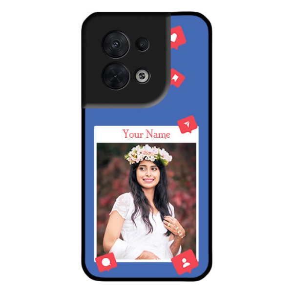 Oppo Reno 8 5G Custom Glass Phone Case - Like Share And Comment Design