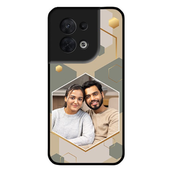 Oppo Reno 8 5G Photo Printing on Glass Case - Stylish Hexagon Pattern Design Oppo Reno 8 5G Photo Printing on Glass Case - Stylish Hexagon Pattern Design