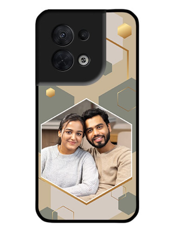 Custom Oppo Reno 8 5G Photo Printing on Glass Case - Stylish Hexagon Pattern Design