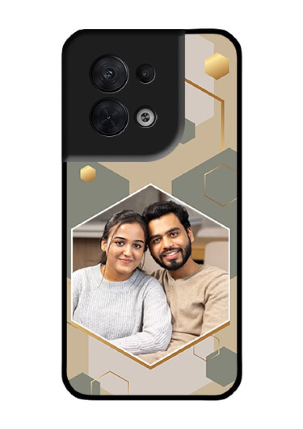 Oppo Reno 8 5G Photo Printing on Glass Case - Stylish Hexagon Pattern Design
